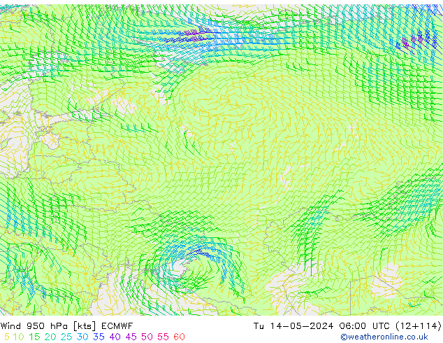Vent 950 hPa ECMWF mar 14.05.2024 06 UTC
