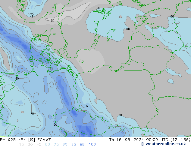 RH 925 hPa ECMWF gio 16.05.2024 00 UTC