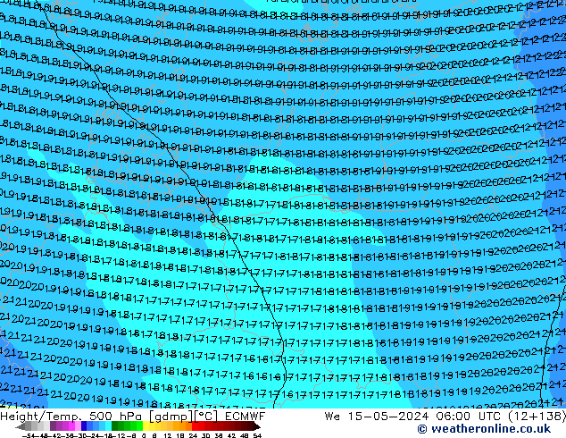 Géop./Temp. 500 hPa ECMWF mer 15.05.2024 06 UTC