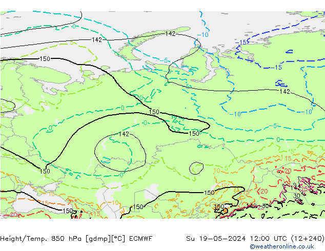Z500/Rain (+SLP)/Z850 ECMWF  19.05.2024 12 UTC
