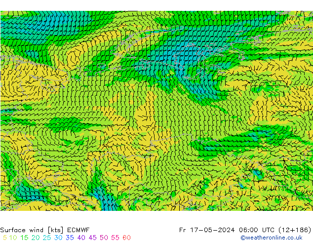 Viento 10 m ECMWF vie 17.05.2024 06 UTC