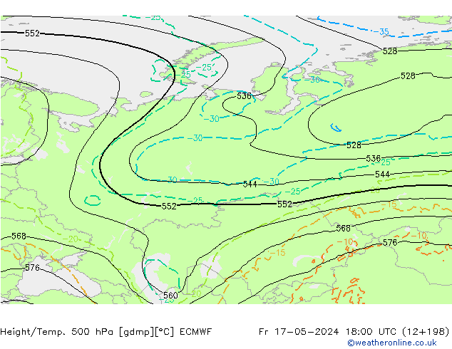 Height/Temp. 500 hPa ECMWF Fr 17.05.2024 18 UTC