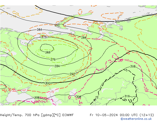 Height/Temp. 700 hPa ECMWF Fr 10.05.2024 00 UTC