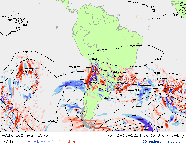 T-Adv. 500 hPa ECMWF Mo 13.05.2024 00 UTC