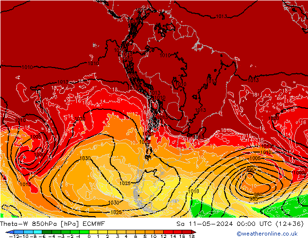 Theta-W 850hPa ECMWF za 11.05.2024 00 UTC