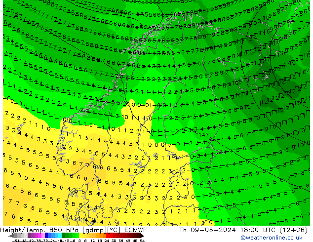 Z500/Rain (+SLP)/Z850 ECMWF Do 09.05.2024 18 UTC