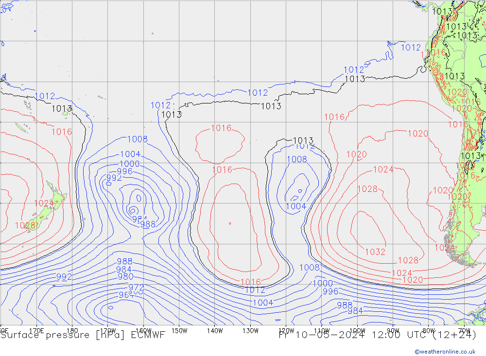 Yer basıncı ECMWF Cu 10.05.2024 12 UTC