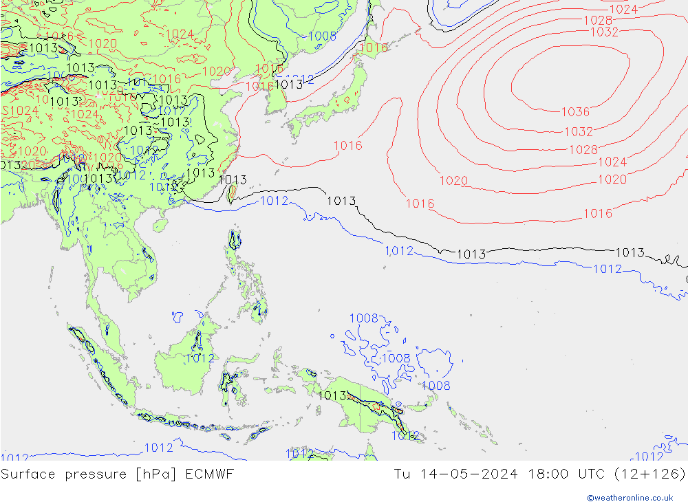 Yer basıncı ECMWF Sa 14.05.2024 18 UTC