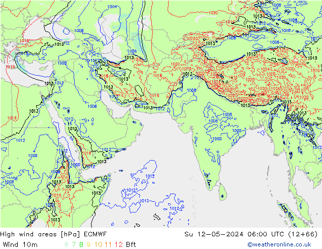 High wind areas ECMWF Dom 12.05.2024 06 UTC