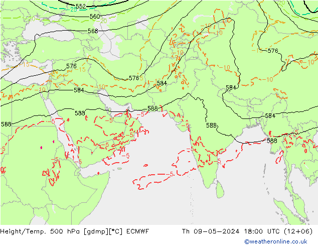 Z500/Rain (+SLP)/Z850 ECMWF jeu 09.05.2024 18 UTC