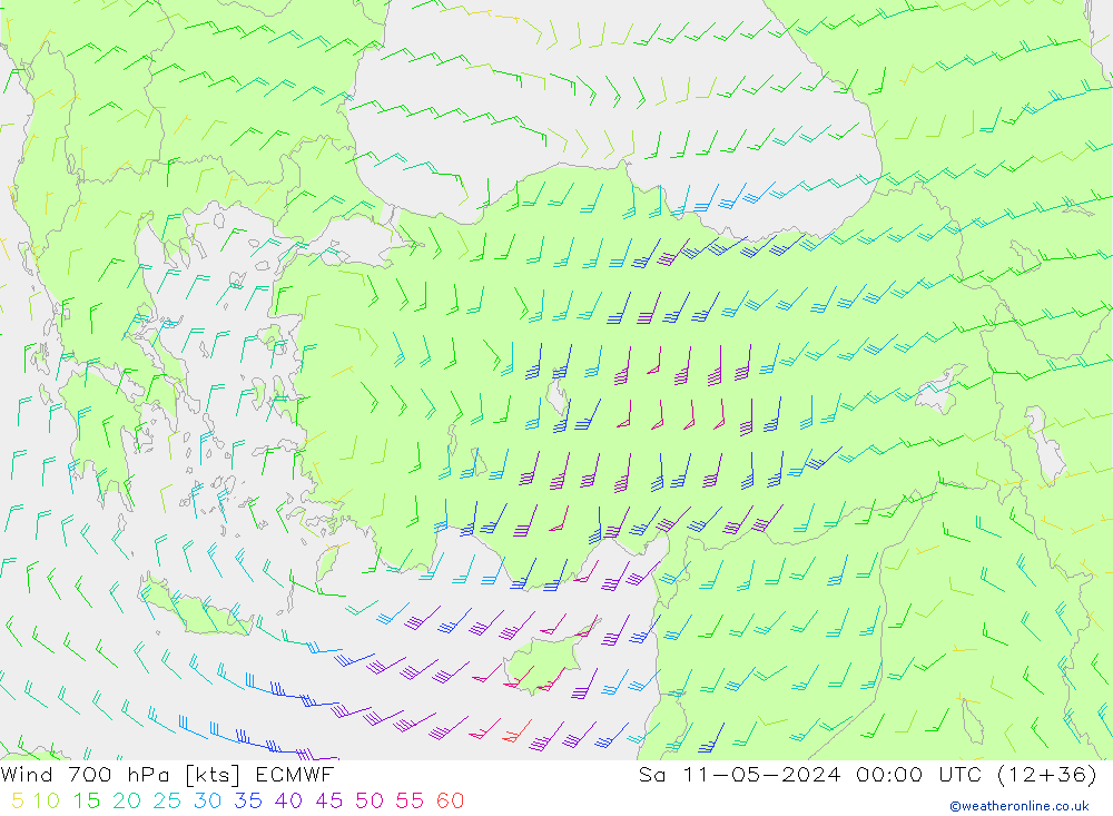 Wind 700 hPa ECMWF za 11.05.2024 00 UTC