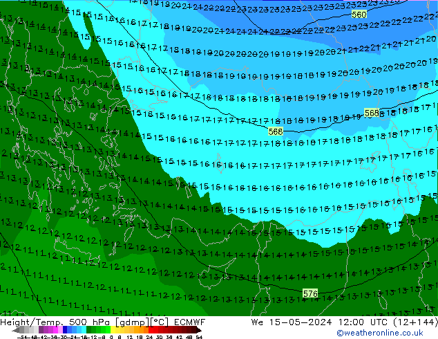 Z500/Rain (+SLP)/Z850 ECMWF We 15.05.2024 12 UTC