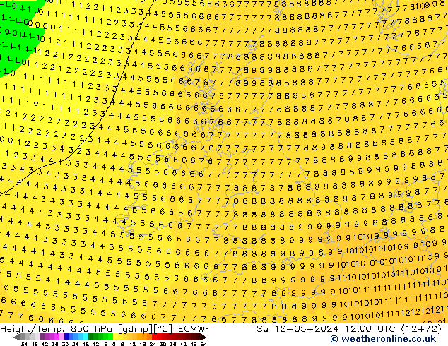 Z500/Rain (+SLP)/Z850 ECMWF Вс 12.05.2024 12 UTC