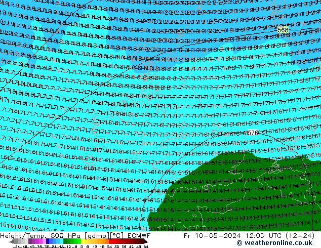 Z500/Rain (+SLP)/Z850 ECMWF Fr 10.05.2024 12 UTC