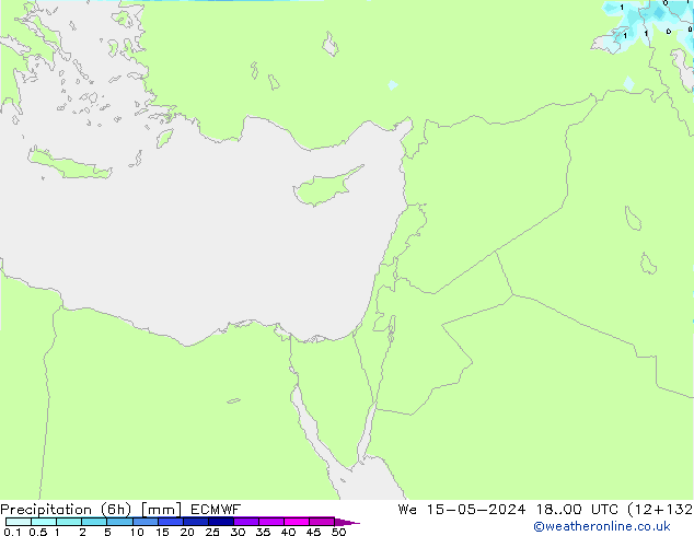 Precipitação (6h) ECMWF Qua 15.05.2024 00 UTC