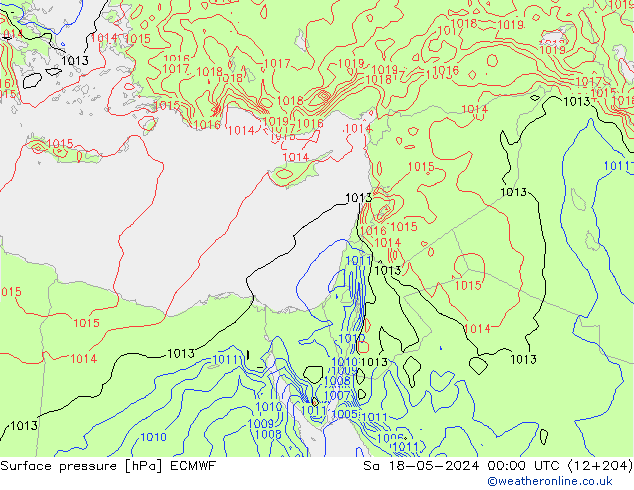 Surface pressure ECMWF Sa 18.05.2024 00 UTC