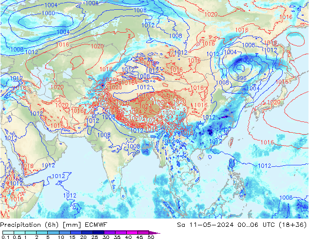 Precipitation (6h) ECMWF So 11.05.2024 06 UTC