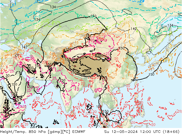 Géop./Temp. 850 hPa ECMWF dim 12.05.2024 12 UTC