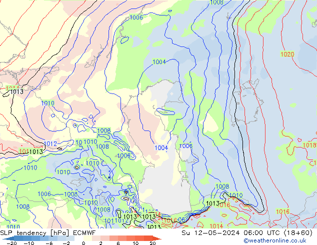 Tendencia de presión ECMWF dom 12.05.2024 06 UTC