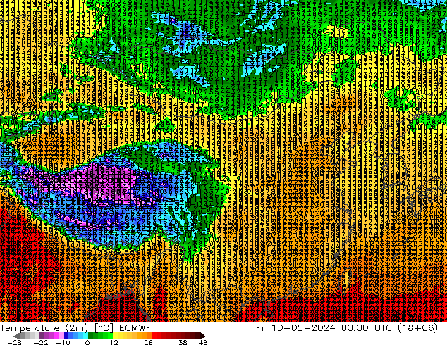温度图 ECMWF 星期五 10.05.2024 00 UTC