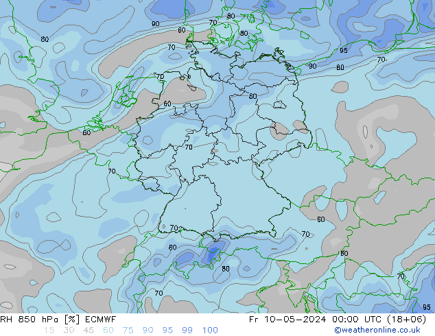 RH 850 hPa ECMWF Fr 10.05.2024 00 UTC