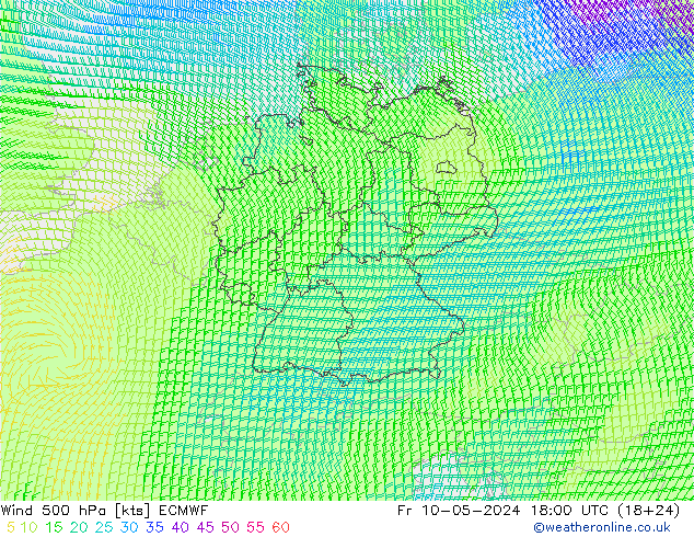 风 500 hPa ECMWF 星期五 10.05.2024 18 UTC