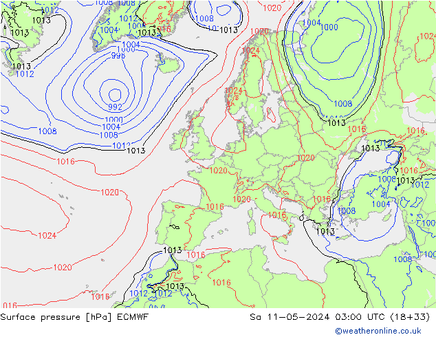 Bodendruck ECMWF Sa 11.05.2024 03 UTC