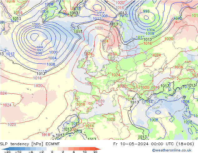 Drucktendenz ECMWF Fr 10.05.2024 00 UTC