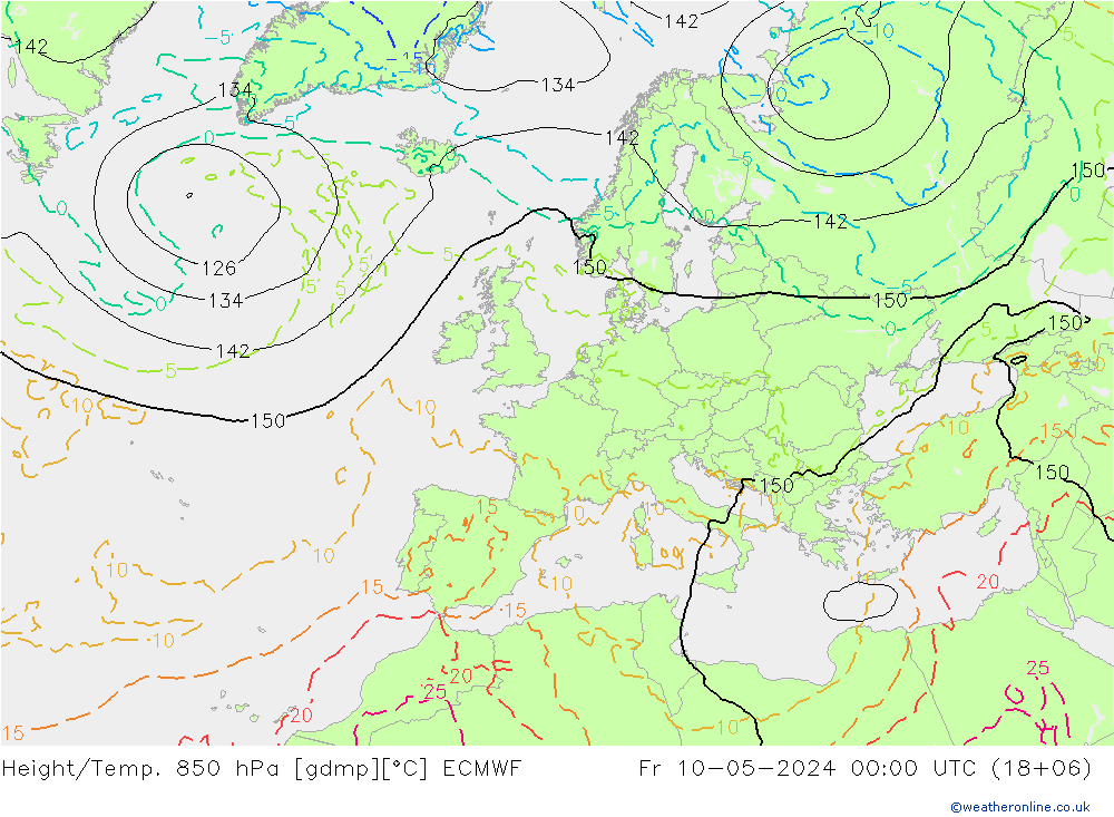 Z500/Rain (+SLP)/Z850 ECMWF 星期五 10.05.2024 00 UTC