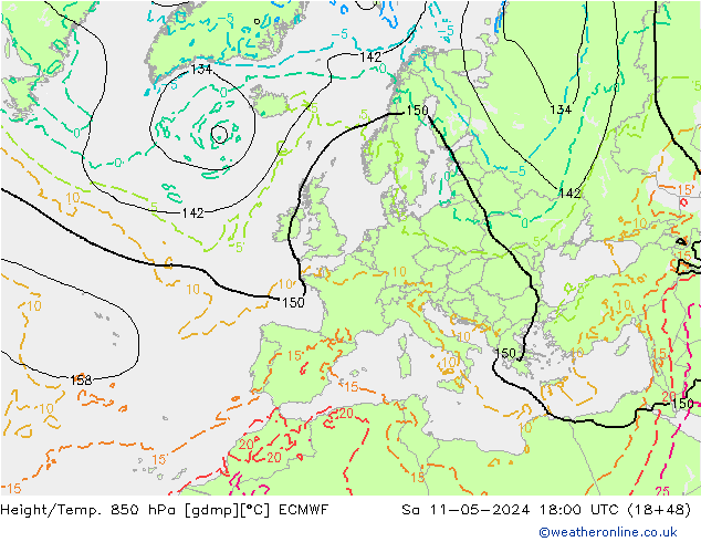 Z500/Rain (+SLP)/Z850 ECMWF So 11.05.2024 18 UTC