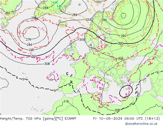 Height/Temp. 700 hPa ECMWF Fr 10.05.2024 06 UTC