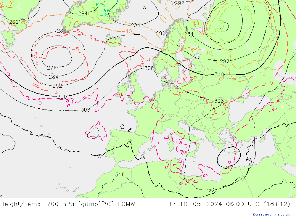 Yükseklik/Sıc. 700 hPa ECMWF Cu 10.05.2024 06 UTC