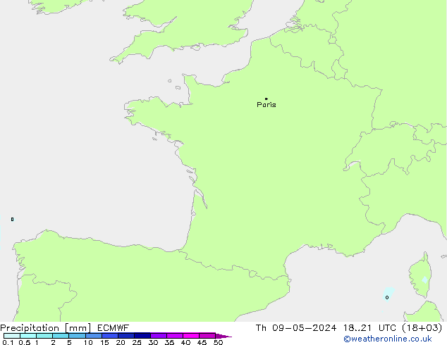 Niederschlag ECMWF Do 09.05.2024 21 UTC