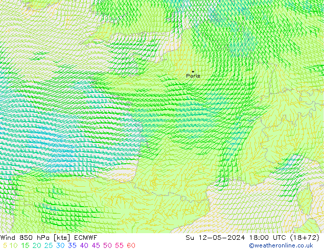 Wind 850 hPa ECMWF Ne 12.05.2024 18 UTC