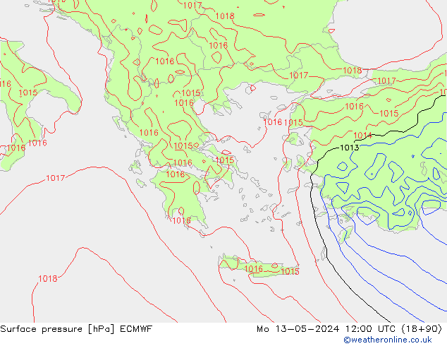 приземное давление ECMWF пн 13.05.2024 12 UTC