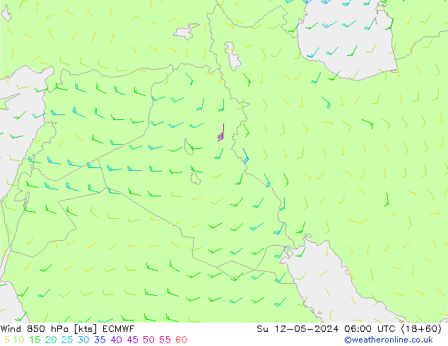 Wind 850 hPa ECMWF Su 12.05.2024 06 UTC