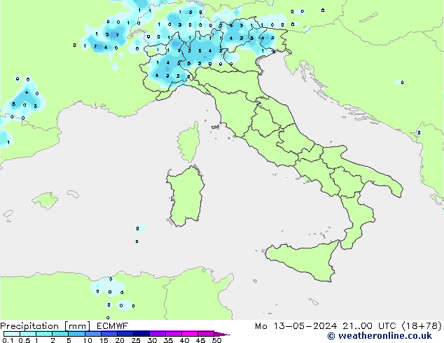 Precipitation ECMWF Mo 13.05.2024 00 UTC