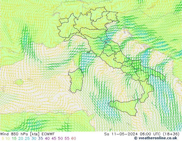 Wind 850 hPa ECMWF Sa 11.05.2024 06 UTC