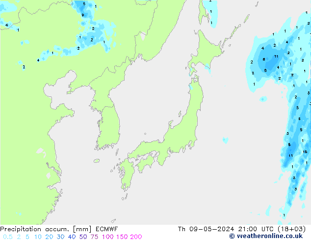 Precipitation accum. ECMWF Th 09.05.2024 21 UTC