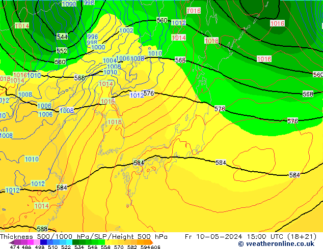 Thck 500-1000hPa ECMWF ven 10.05.2024 15 UTC