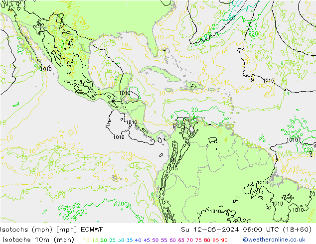 Isotachs (mph) ECMWF Su 12.05.2024 06 UTC