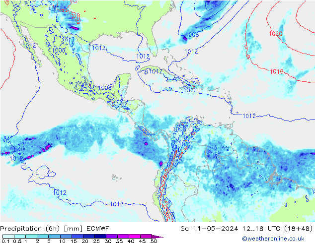 Z500/Rain (+SLP)/Z850 ECMWF sáb 11.05.2024 18 UTC