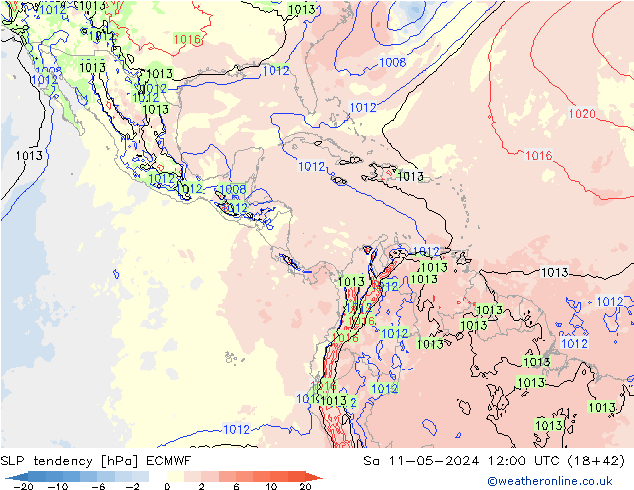Druktendens (+/-) ECMWF za 11.05.2024 12 UTC