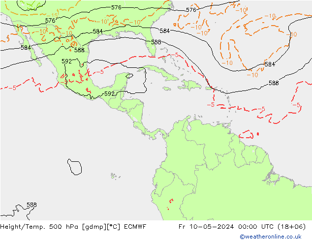 Height/Temp. 500 hPa ECMWF Pá 10.05.2024 00 UTC