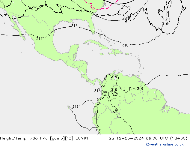 Height/Temp. 700 hPa ECMWF  12.05.2024 06 UTC