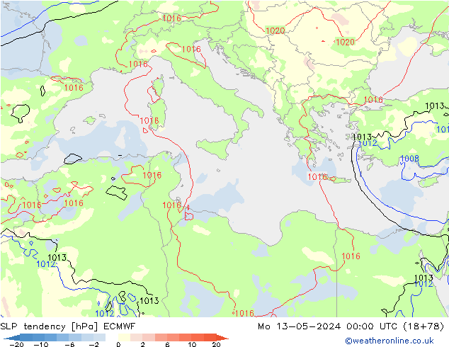 Tendenza di Pressione ECMWF lun 13.05.2024 00 UTC