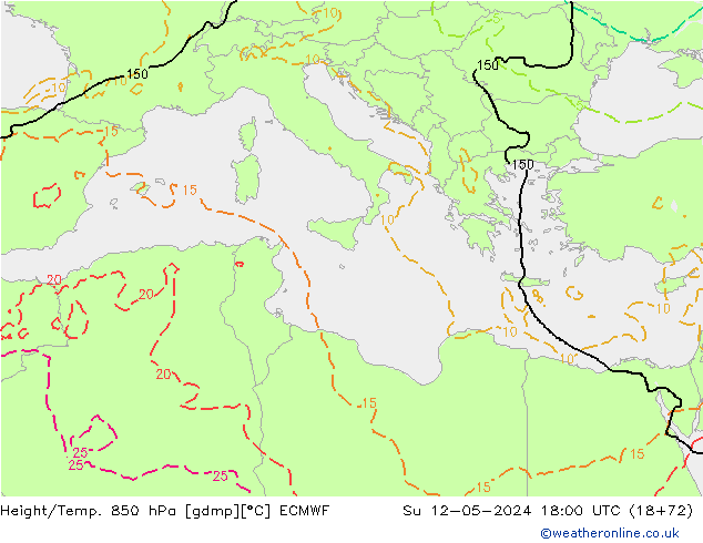 Z500/Rain (+SLP)/Z850 ECMWF dim 12.05.2024 18 UTC