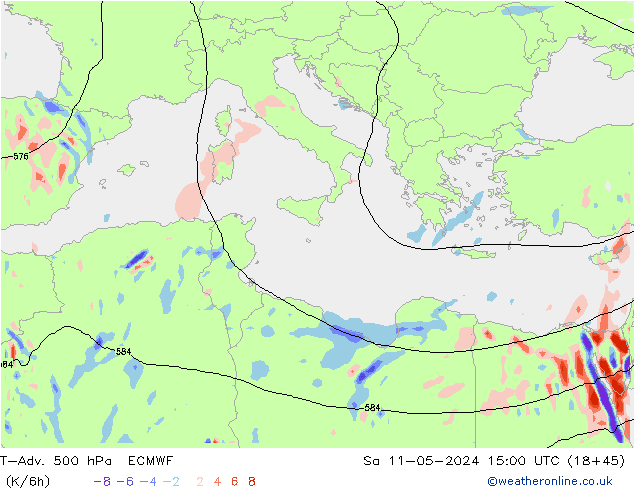 T-Adv. 500 hPa ECMWF so. 11.05.2024 15 UTC