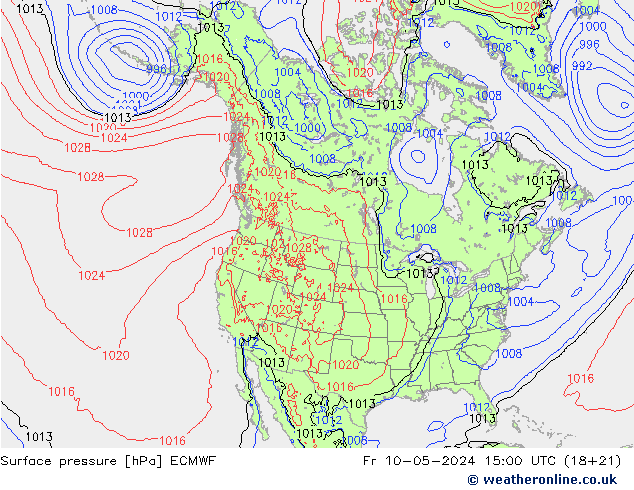 Bodendruck ECMWF Fr 10.05.2024 15 UTC