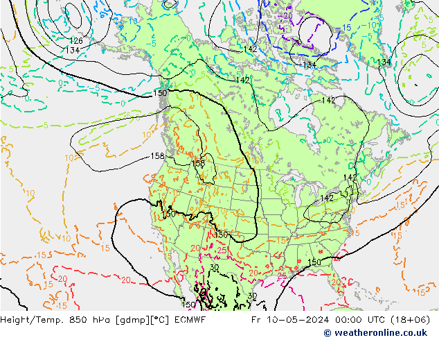 Z500/Rain (+SLP)/Z850 ECMWF 星期五 10.05.2024 00 UTC